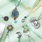 14 Pcs Vintage Crystal Pendant Necklaces for Women Girls Chakra Healing Carnelian Necklace Bohemian Retro Sunflower Necklace Sun and Moon Pendants
